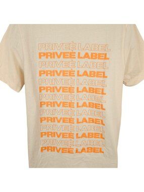 Privee Label T Shirt Mens Size Large Beige Eiffel Tower Streetwear